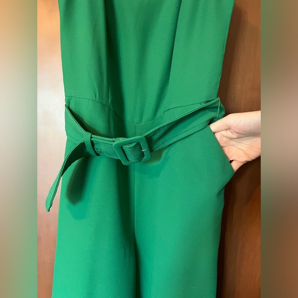 New Banana Republic “Kelly” Green Belted Scoop Neck Wide Leg Jumpsuit - Picture 9 of 15